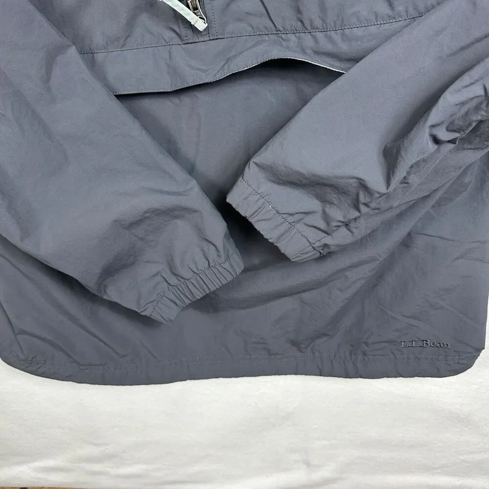 LL BEAN Mens L Tall Gray Anorak Half Zip Hooded Windbreaker Outdoor Gorpcore